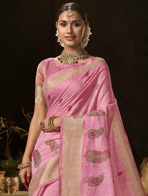 golden zari work embroidered saree with blouse - 18442148 - Standard Image - 2