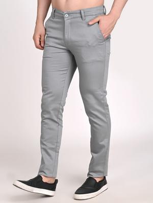 grey solid chinos casual trouser - 18442174 - Standard Image - 2