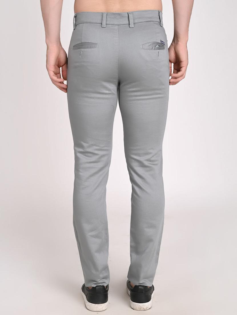 grey solid chinos casual trouser - 18442174 - Zoom Image - 3