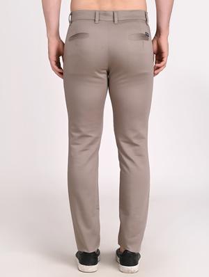 brown solid chinos casual trouser - 18442175 - Standard Image - 3