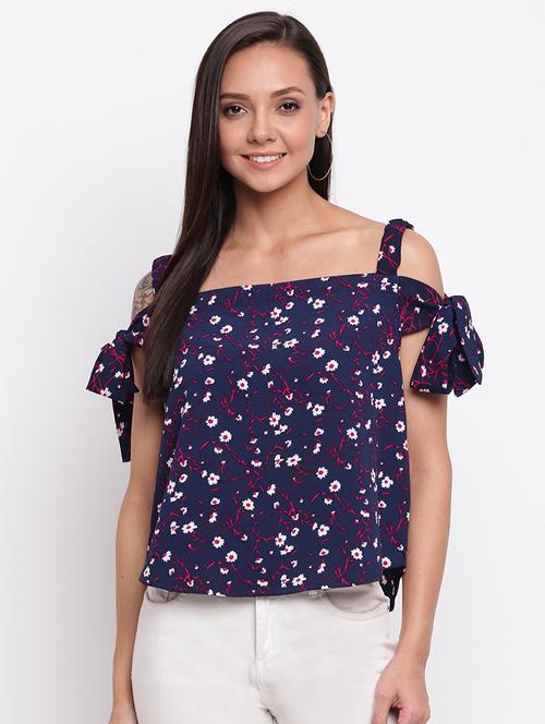 cold shoulder printed regular top - 18442406 - Standard Image - 1