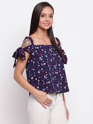 cold shoulder printed regular top - 18442406 - Standard Image - 2
