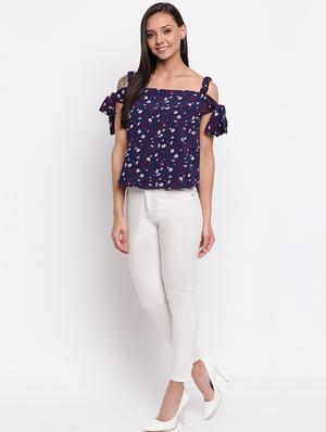 cold shoulder printed regular top - 18442406 - Standard Image - 5