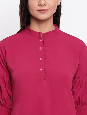 three quarter bishop sleeved solid regular top - 18442453 - Standard Image - 6