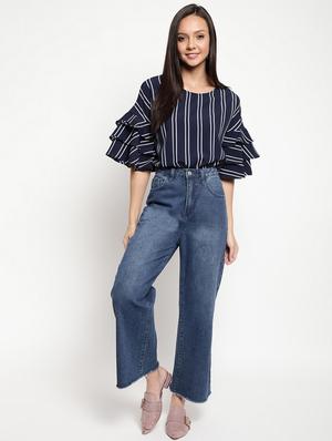 bell sleeved striped regular top - 18442487 - Standard Image - 5