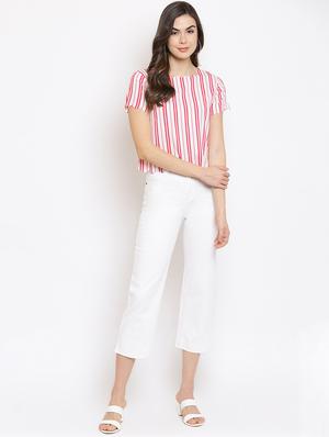scallop hem striped crop top - 18442903 - Standard Image - 4