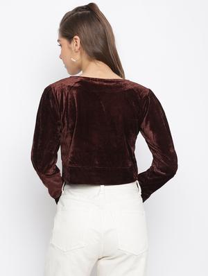 long sleeved solid crop top - 18443147 - Standard Image - 3