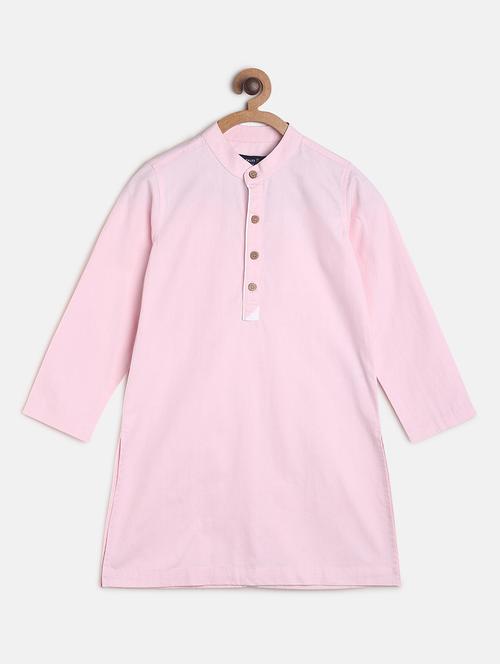 boys pink solid kurta - 18443331 - Standard Image - 1