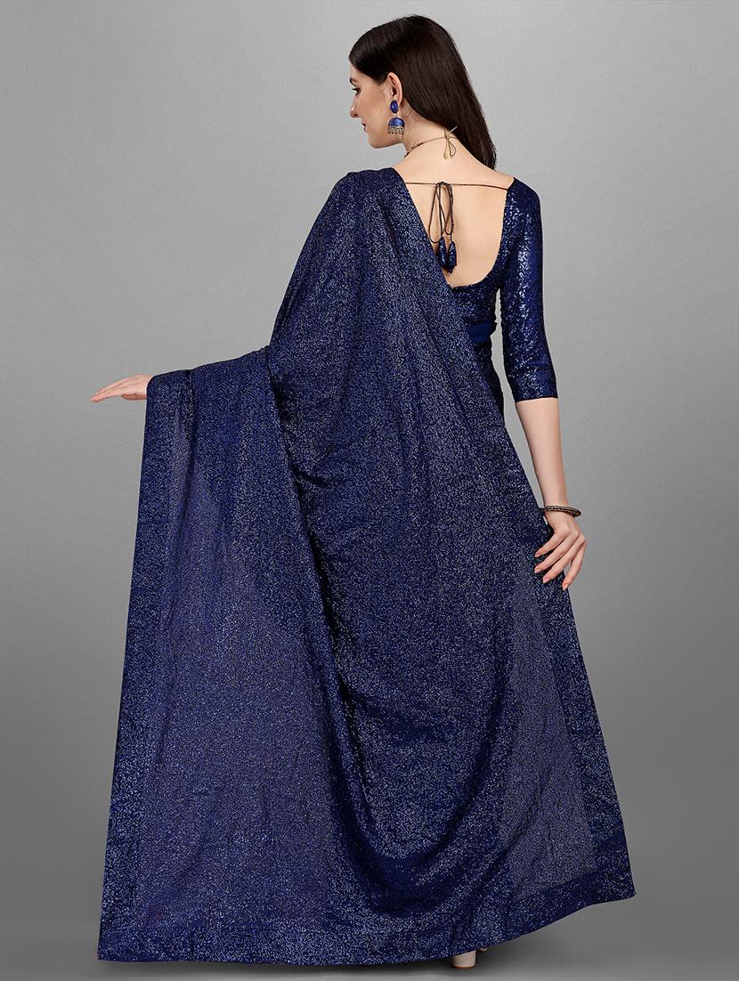 navy blue all over sequined saree with blouse - 18443551 - Zoom Image - 2