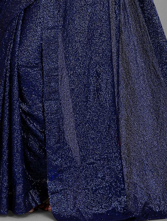 navy blue all over sequined saree with blouse - 18443551 - Zoom Image - 4