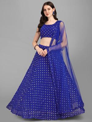 embroidered semi-stitched lehenga choli with dupatta - 18443563 - Standard Image - 5