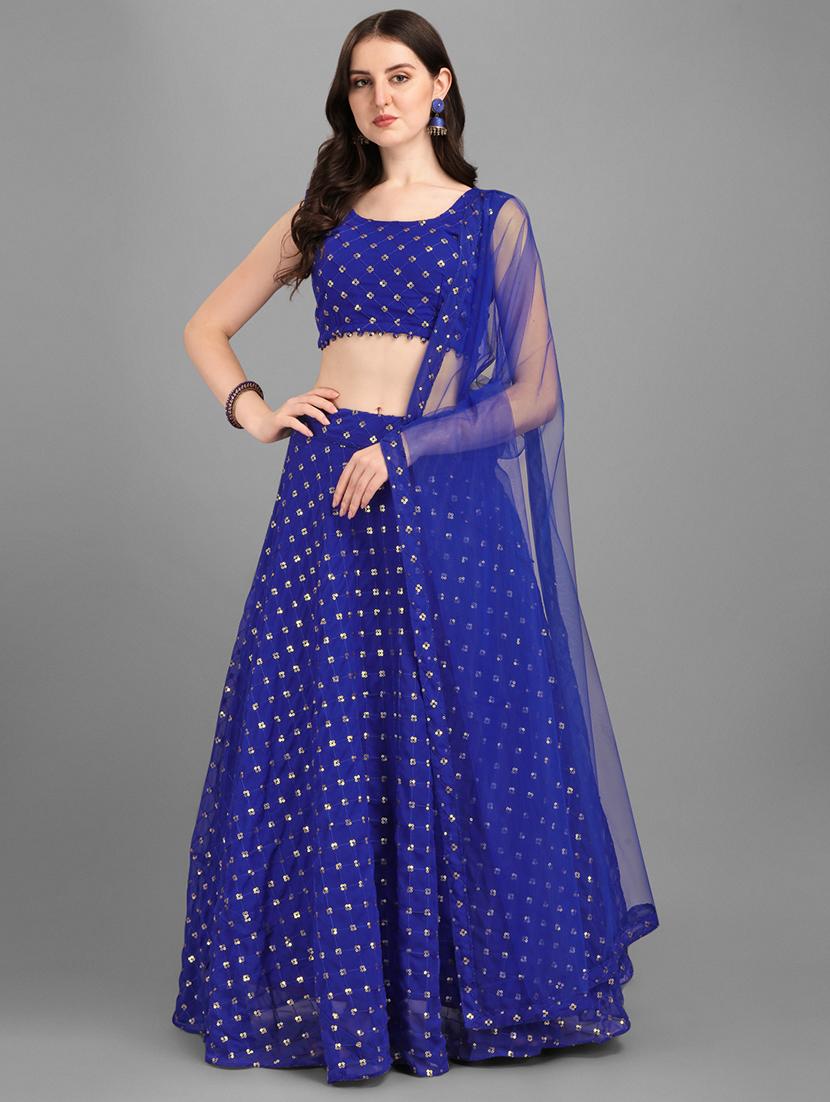 embroidered semi-stitched lehenga choli with dupatta - 18443563 - Zoom Image - 1