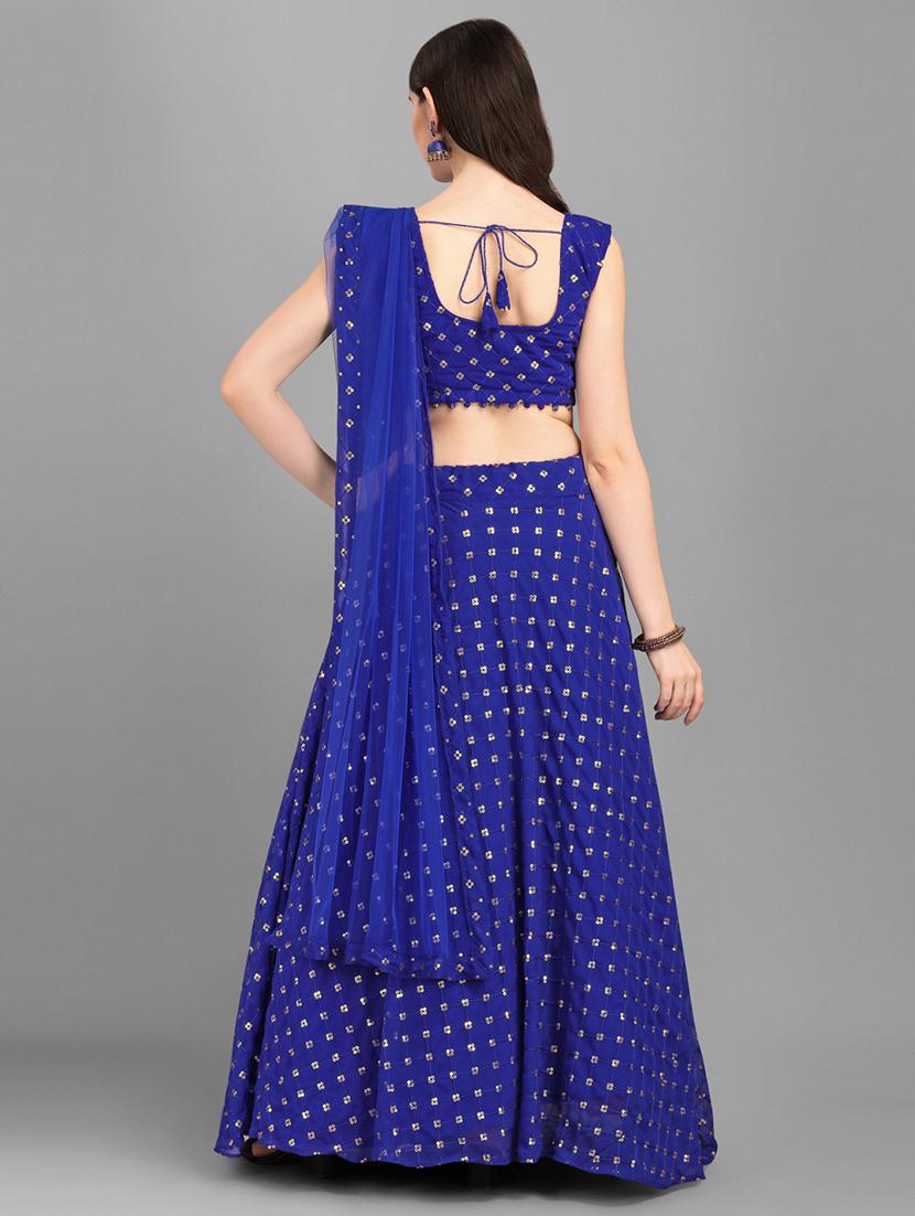 embroidered semi-stitched lehenga choli with dupatta - 18443563 - Zoom Image - 4