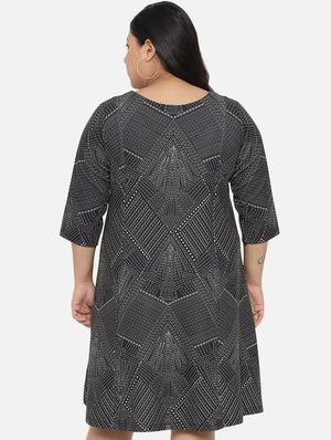 v-neck geometric a-line plus dress - 18443613 - Standard Image - 3