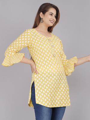 bell sleeves straight kurti - 18443795 - Standard Image - 2