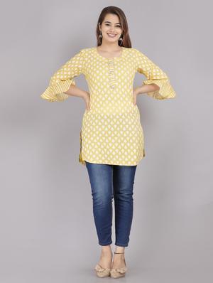 bell sleeves straight kurti - 18443795 - Standard Image - 4