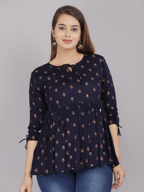 printed flared kurti - 18443798 - Standard Image - 1