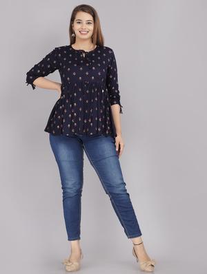printed flared kurti - 18443798 - Standard Image - 5
