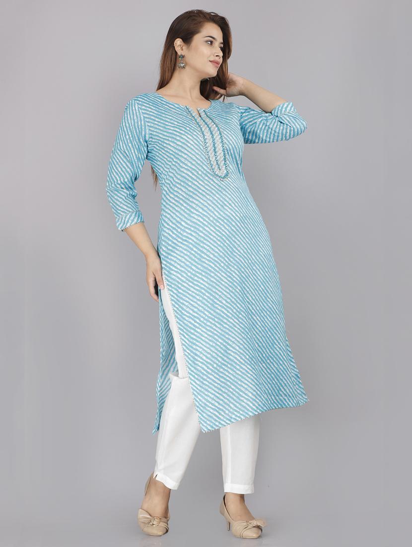 leheriya print straight kurta - 18444134 - Zoom Image - 3