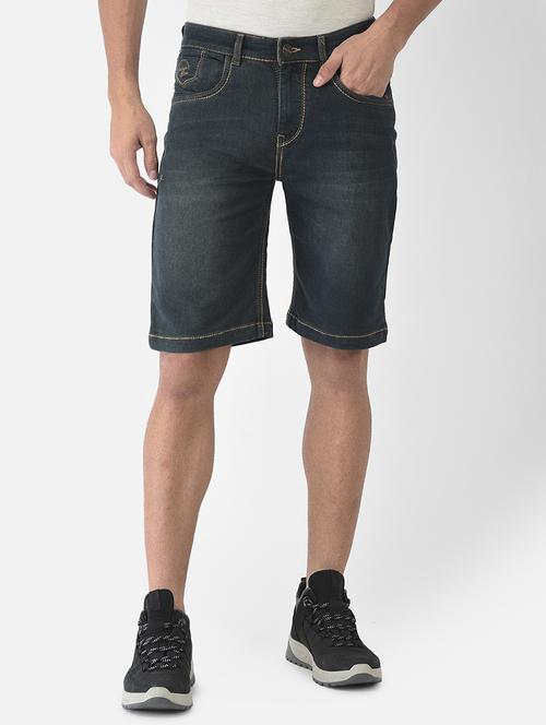 blue solid denim short - 18444244 - Standard Image - 1