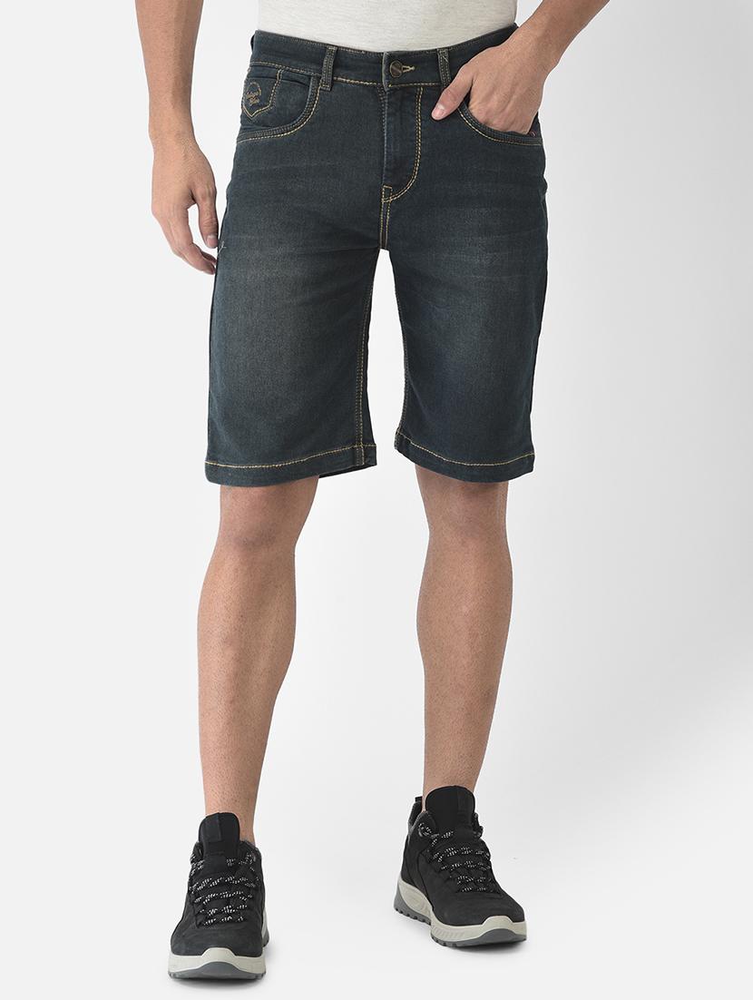 blue solid denim short - 18444244 - Zoom Image - 1