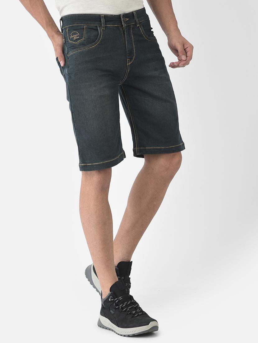 blue solid denim short - 18444244 - Zoom Image - 2