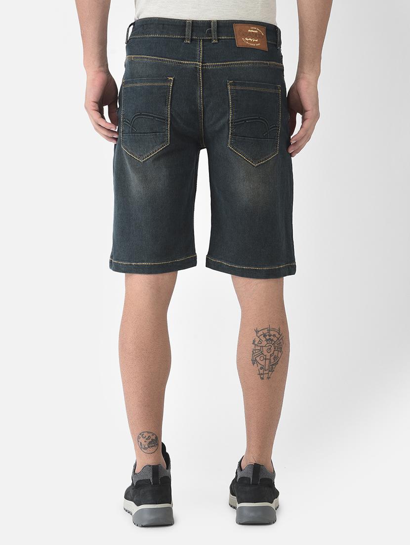 blue solid denim short - 18444244 - Zoom Image - 3