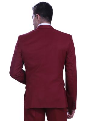 maroon solid single breasted formal blazer - 18444326 - Standard Image - 4