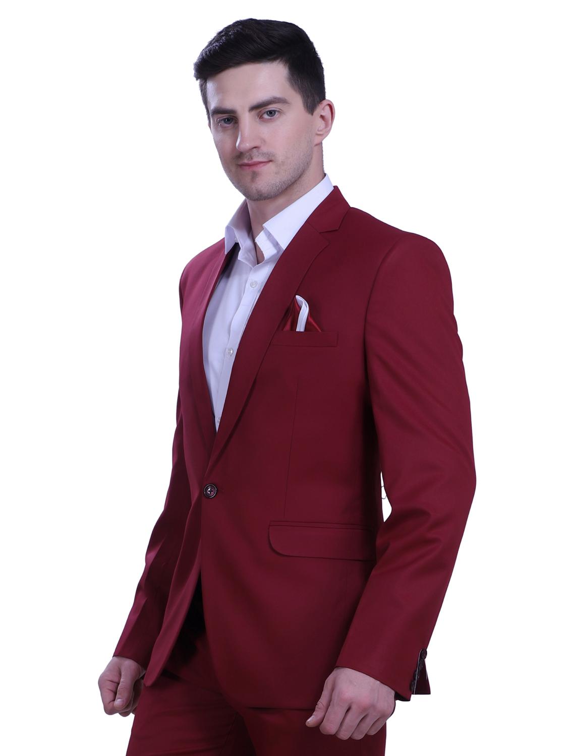 maroon solid single breasted formal blazer - 18444326 - Zoom Image - 2