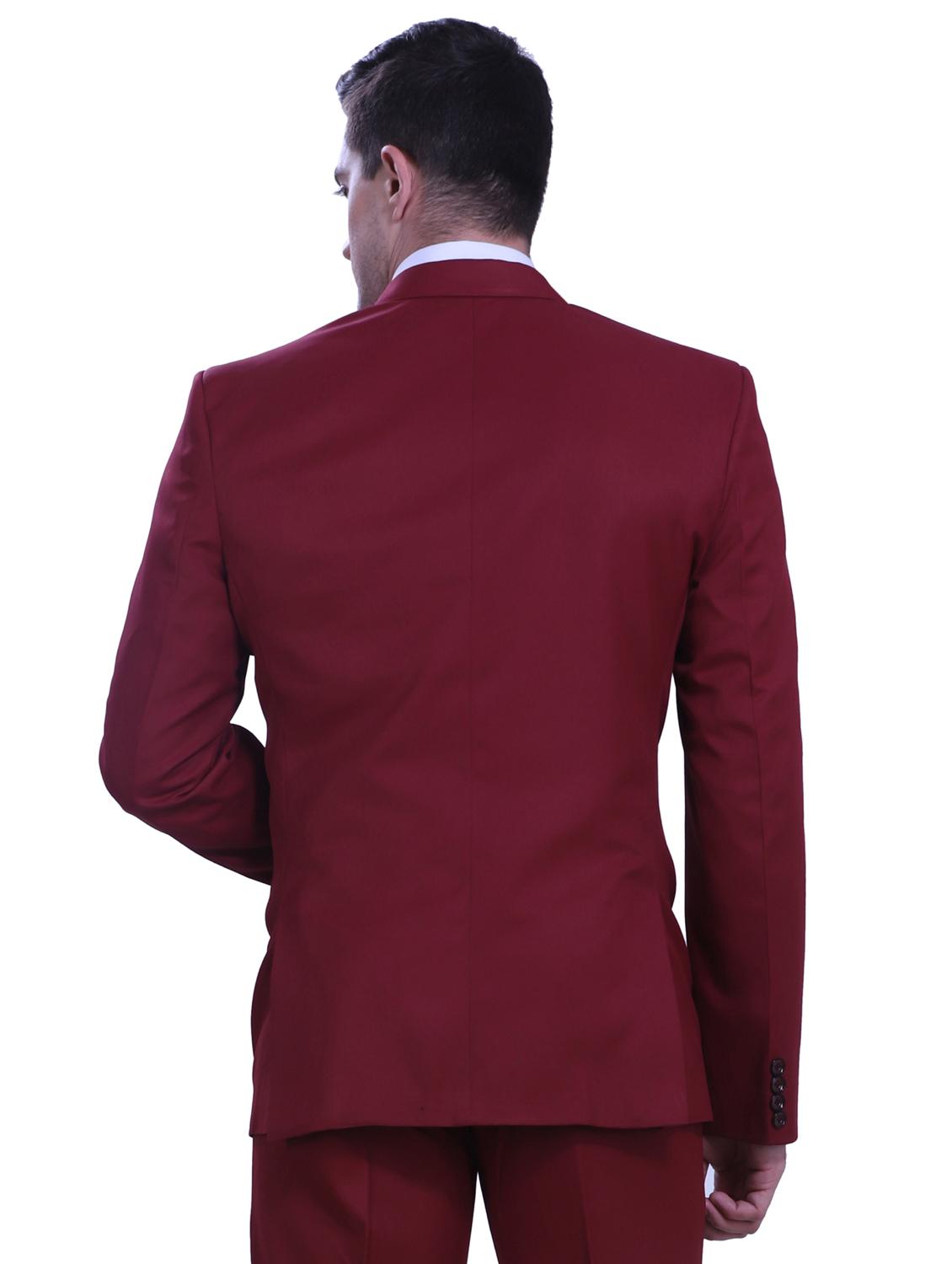 maroon solid single breasted formal blazer - 18444326 - Zoom Image - 4