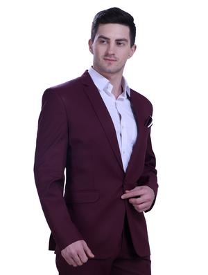 purple solid single breasted formal blazer - 18444327 - Standard Image - 3