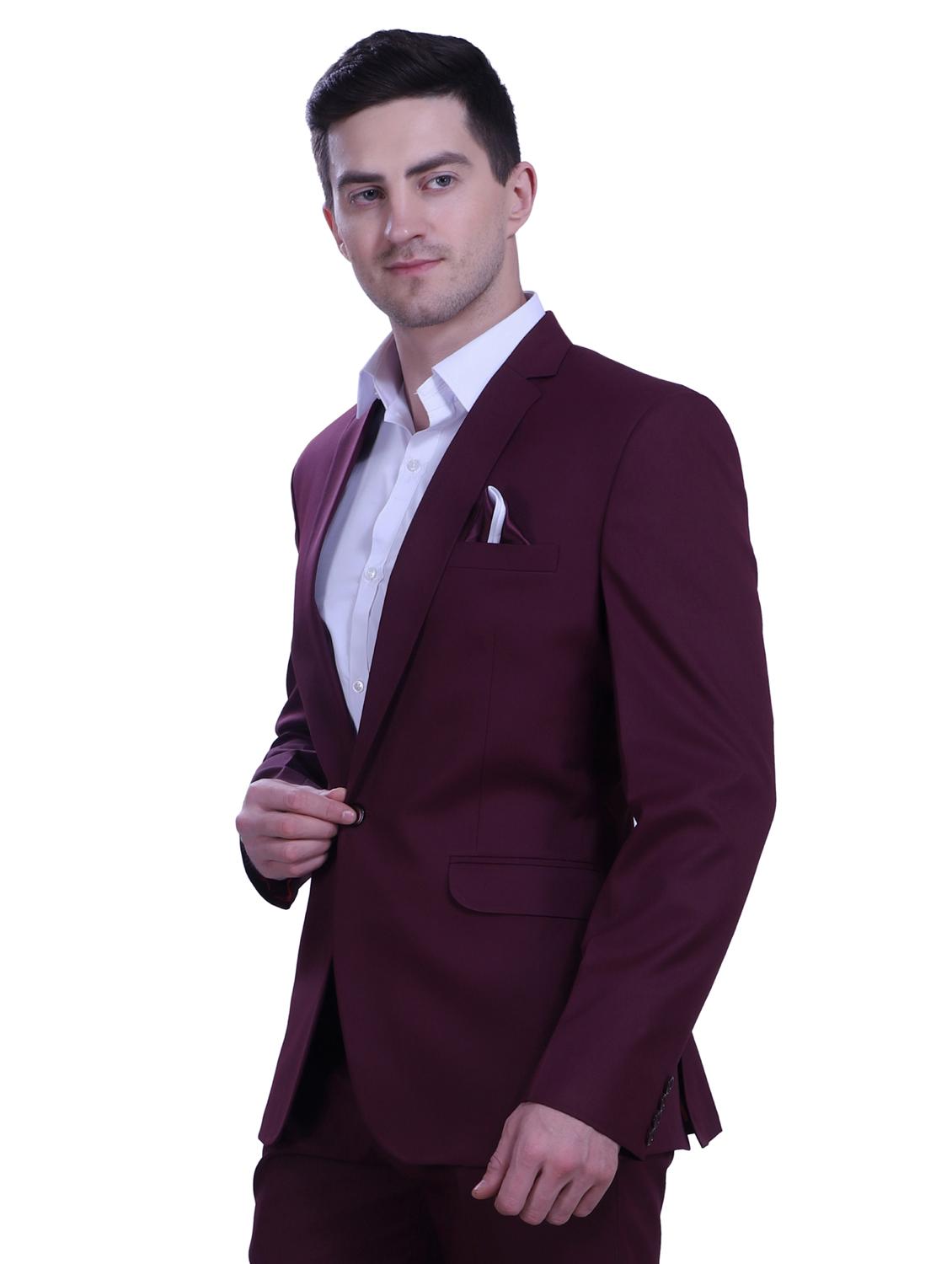 purple solid single breasted formal blazer - 18444327 - Zoom Image - 2