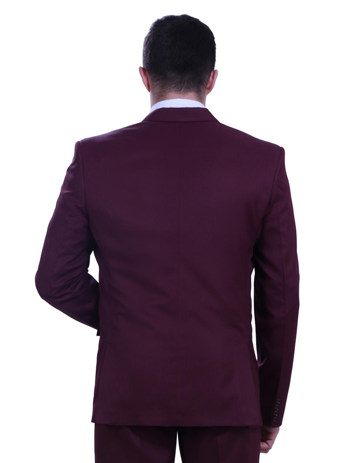 purple solid single breasted formal blazer - 18444327 - Zoom Image - 4