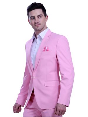 pink solid single breasted formal blazer - 18444328 - Standard Image - 2