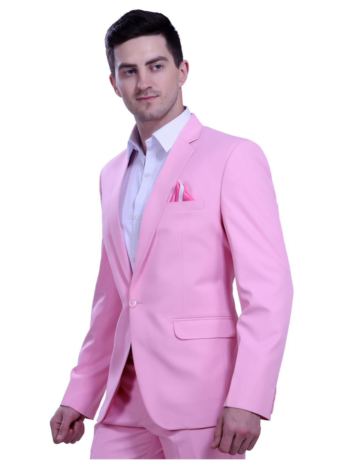 pink solid single breasted formal blazer - 18444328 - Zoom Image - 2