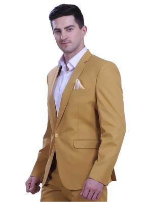 mustard solid single breasted formal blazer - 18444332 - Standard Image - 2