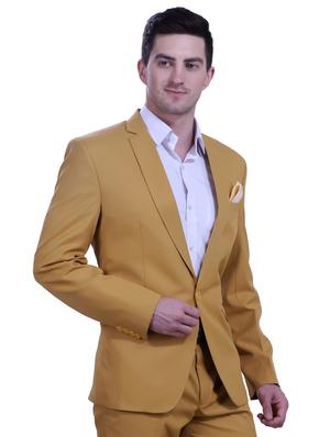mustard solid single breasted formal blazer - 18444332 - Standard Image - 3