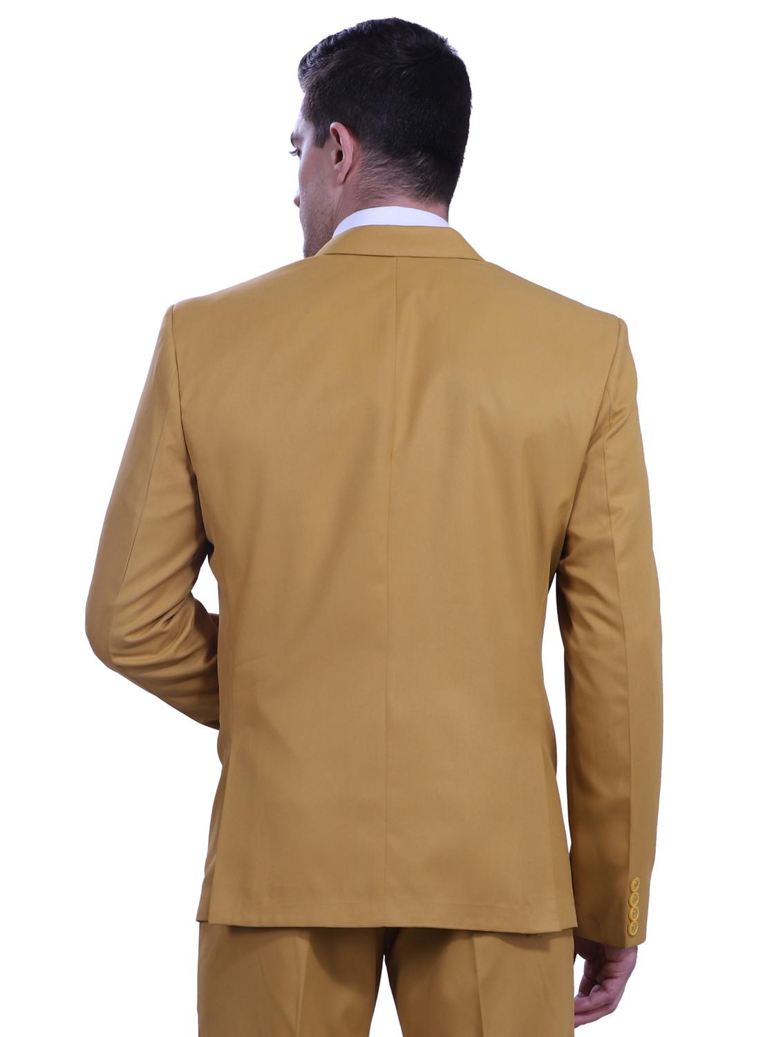 mustard solid single breasted formal blazer - 18444332 - Zoom Image - 4
