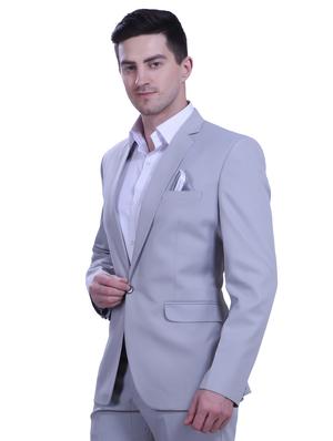 grey solid single breasted formal blazer - 18444335 - Standard Image - 2