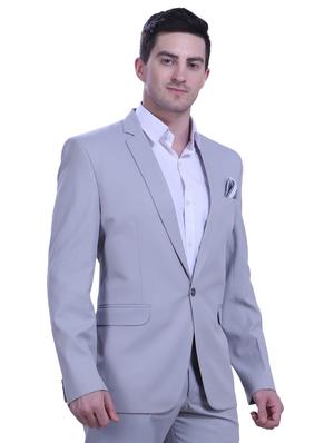 grey solid single breasted formal blazer - 18444335 - Standard Image - 3