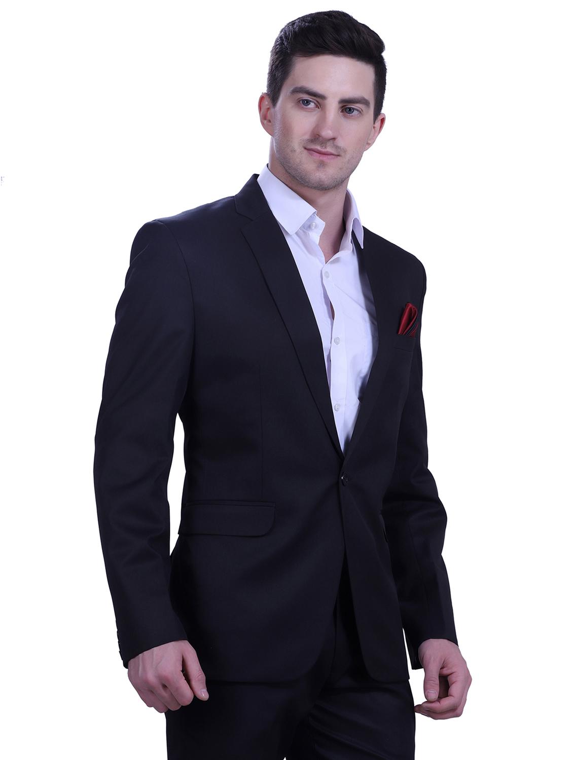 black solid single breasted formal blazer - 18444336 - Zoom Image - 3
