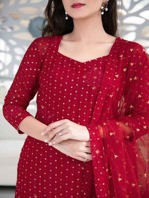 embroidered semi-stitched sharara suit set - 18444339 - Standard Image - 5