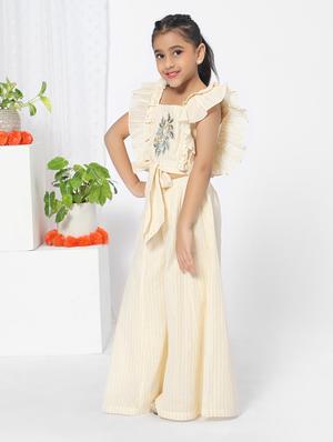 girl beige striped embroidered fusion set - 18444395 - Standard Image - 2