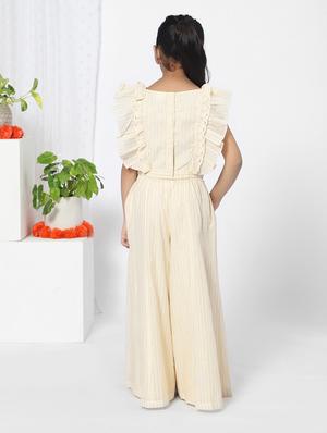 girl beige striped embroidered fusion set - 18444395 - Standard Image - 3