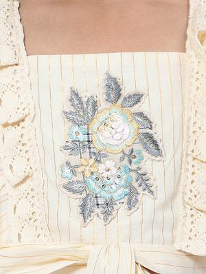 girl beige striped embroidered fusion set - 18444395 - Standard Image - 4