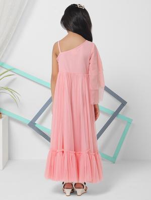 girl pink solid flared frock - 18444442 - Standard Image - 3