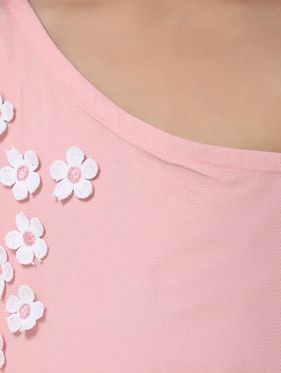 girl pink solid flared frock - 18444442 - Zoom Image - 4