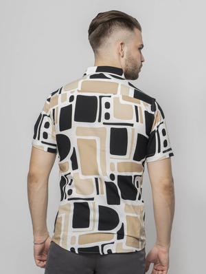 white abstract printed casual shirt - 18444646 - Standard Image - 3