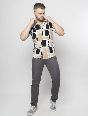 white abstract printed casual shirt - 18444646 - Standard Image - 4