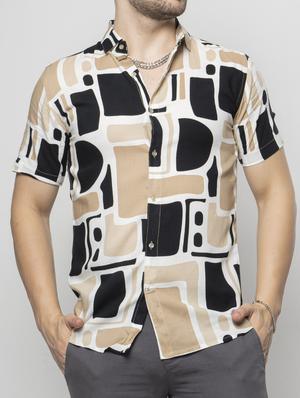 white abstract printed casual shirt - 18444646 - Standard Image - 5
